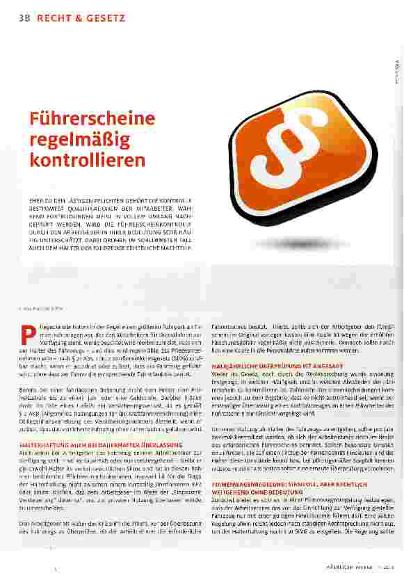 Vorschauseite 1: Führerscheine regelmäßig kontrollieren