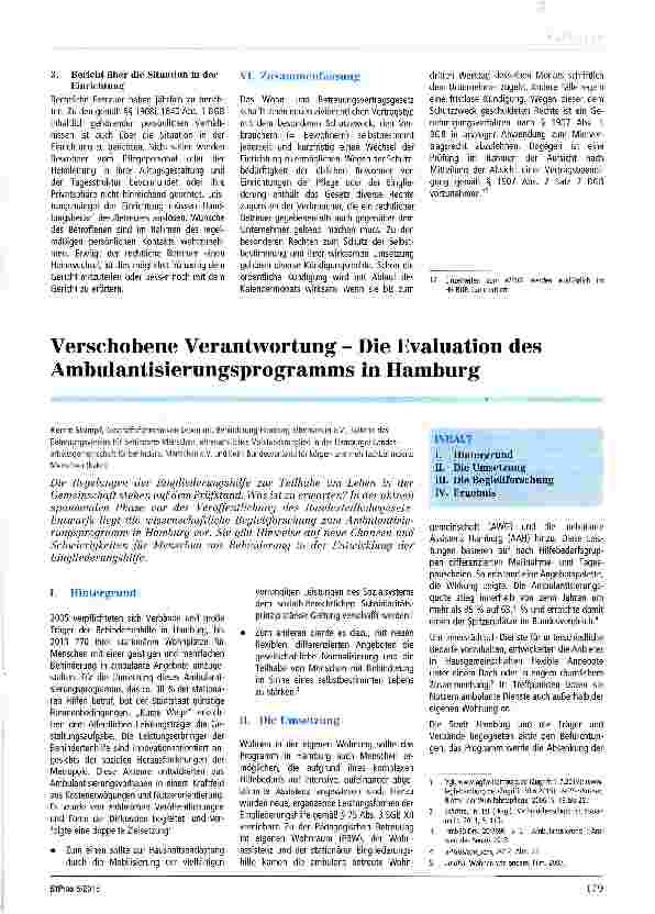 Vorschauseite 1: Verschobene Verantwortung - Die Evaluation des Ambulantisierungsprogramms in Hamburg
