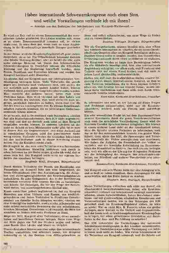 Vorschauseite 1: Haben internationale Schwesternkongresse noch einen Sinn, und welche Vorstellungen verbinde ich mit ihnen?