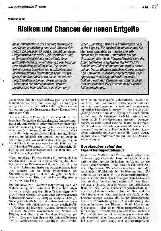 Vorschauseite 1: Risiken und Chancen der neuen Entgelte