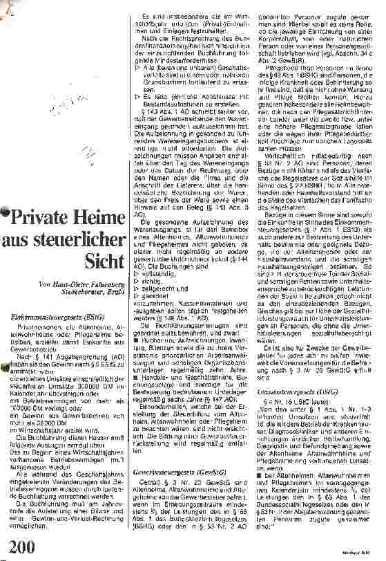 Vorschauseite 1: Private Heime aus steuerlicher Sicht