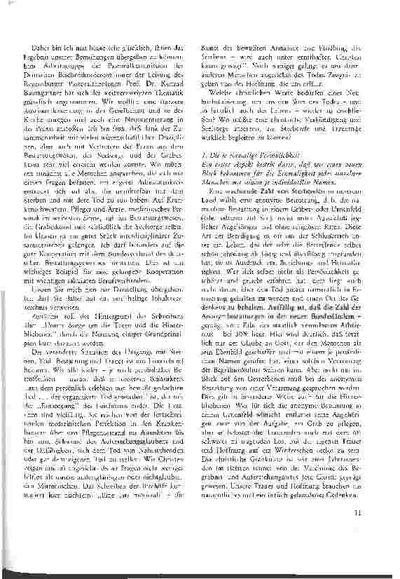 Vorschauseite 2: Unsere Sorge um die Toten und Hinterbliebenen - Bestattungskultur und Begleitung von Trauernden aus christlicher Sicht Pressekonferenz des Vorsitzenden der Deutschen Bischofskonfe…