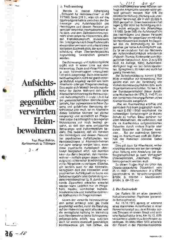 Vorschauseite 1: Aufsichtspflicht gegenüber verwirrten Heimbewohnern
