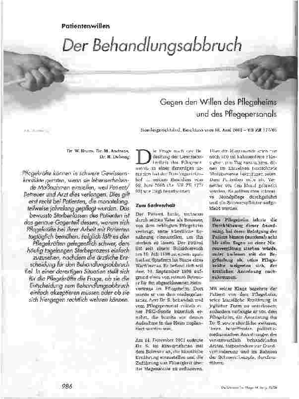 Vorschauseite 1: Der BehandlungsabbruchGegen den Willen des Pflegeheims und des Pflegepersonals