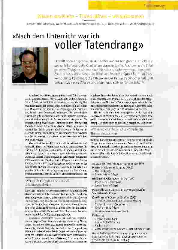 Vorschauseite 1: «Nach dem Unterricht war ich voller Tatendrang»