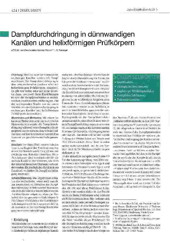 Vorschauseite 1: Dampfdurchdringung in dünnwandigen Kanälen und heiixförmigen Prüfkörpern