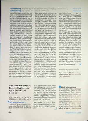 Vorschauseite 1: Sturz aus dem Bett - kein voll beherrschbarer Gefahrenbereich