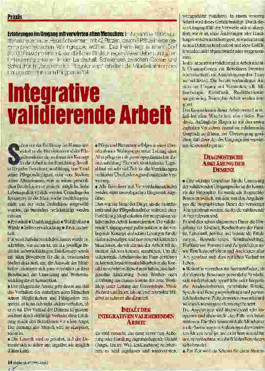 Vorschauseite 1: Integrative validierende Arbeit