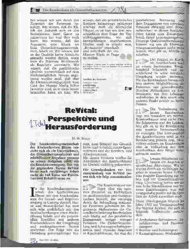 Vorschauseite 1: ReVital: Perspektive und Herausforderung