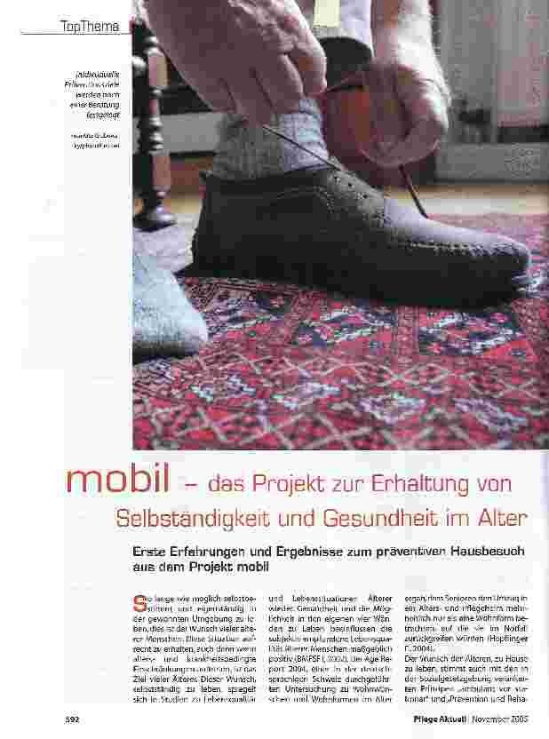 Vorschauseite 1: mobil - das Projekt zur Erhaltung von Selbständigkeit und Gesundheit im Alter