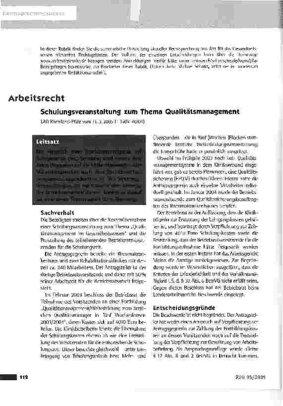 Vorschauseite 1: Schulungsveranstaltung zum Thema Qualitätsmanagement