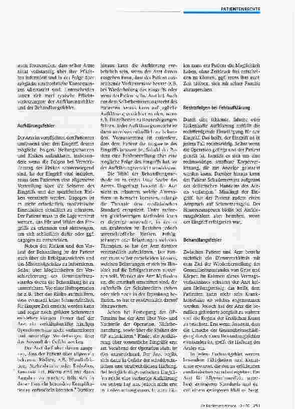 Vorschauseite 2: Patientenrechte bei ärztlichen Behandlungsund Aufklärungsfehlern