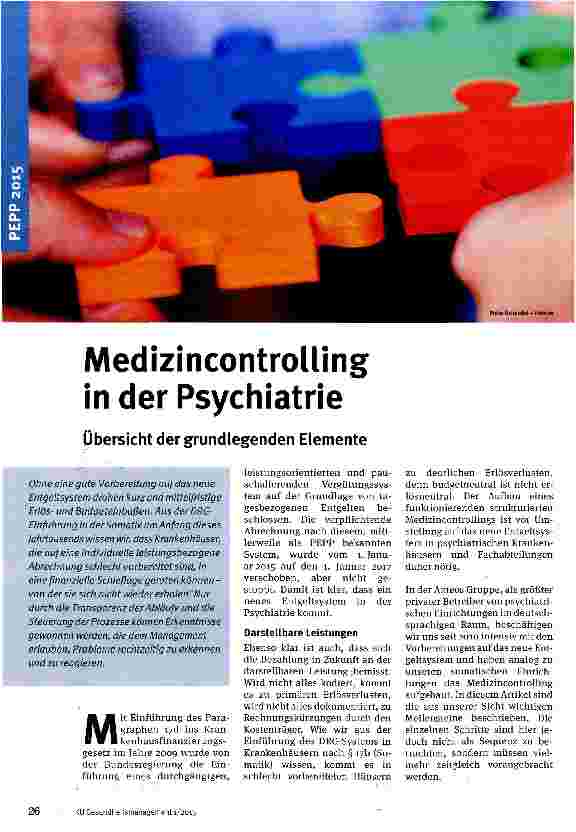 Vorschauseite 1: Medizincontrolling in der Psychiatrie Übersicht der grundlegenden Elemente