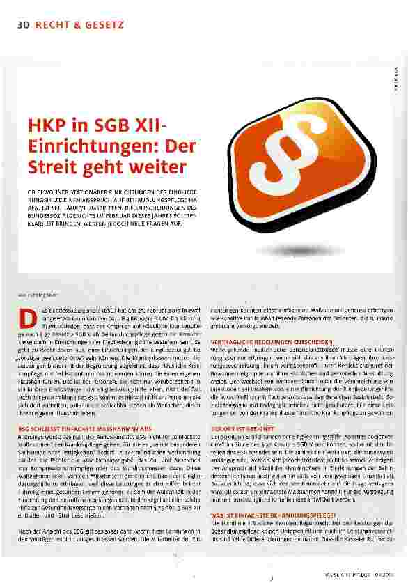 Vorschauseite 1: HKPin SGBXII-Einrichtungen: Der Streit geht weiter