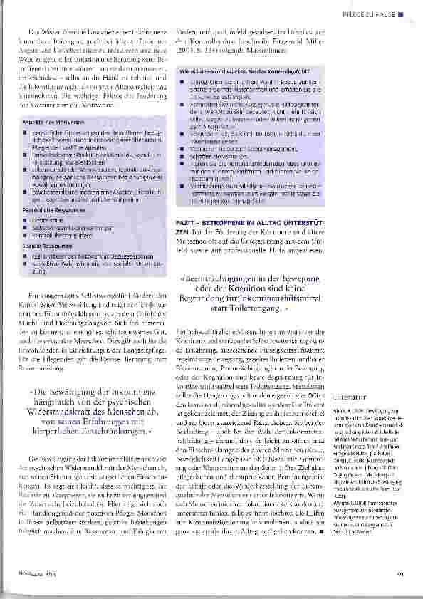 Vorschauseite 3: Machtlosigkeit überwinden und Ressourcen fördern! - Kontinenz statt Inkontinenz