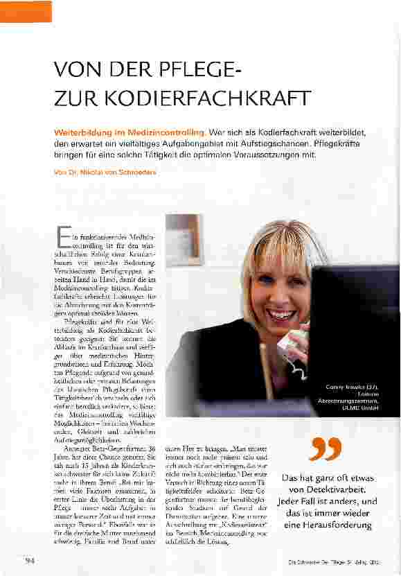 Vorschauseite 1: VON DER PFLEGE-ZUR KODIERFACH KRAFT