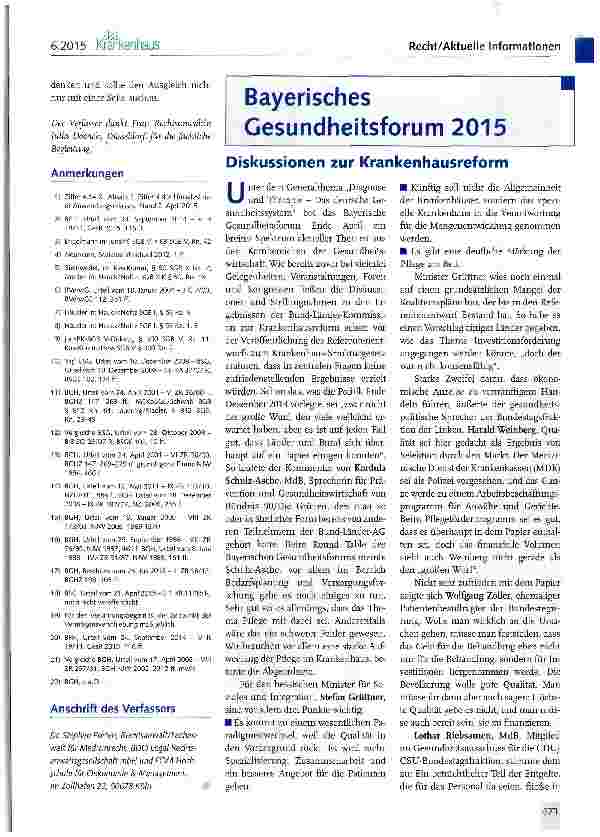 Vorschauseite 5: Ambulante Zytostatika Haben die Krankenkassen die Falschen verklagt?