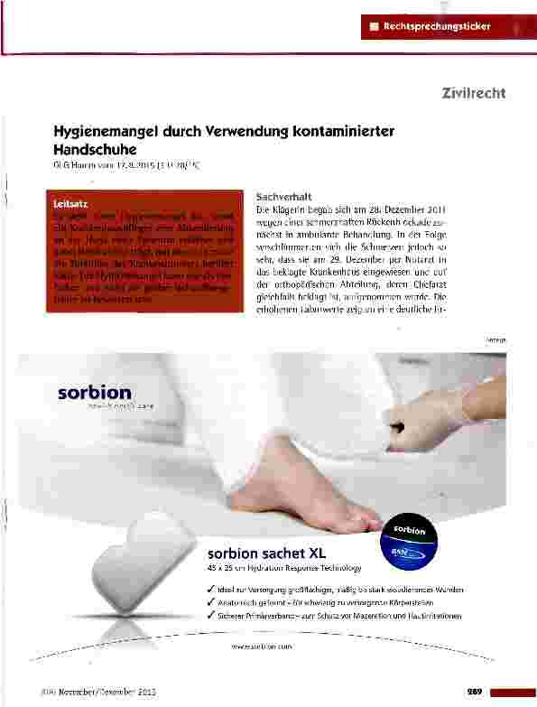 Vorschauseite 1: Hygienemangel durch Verwendung kontaminierter Handschuhe