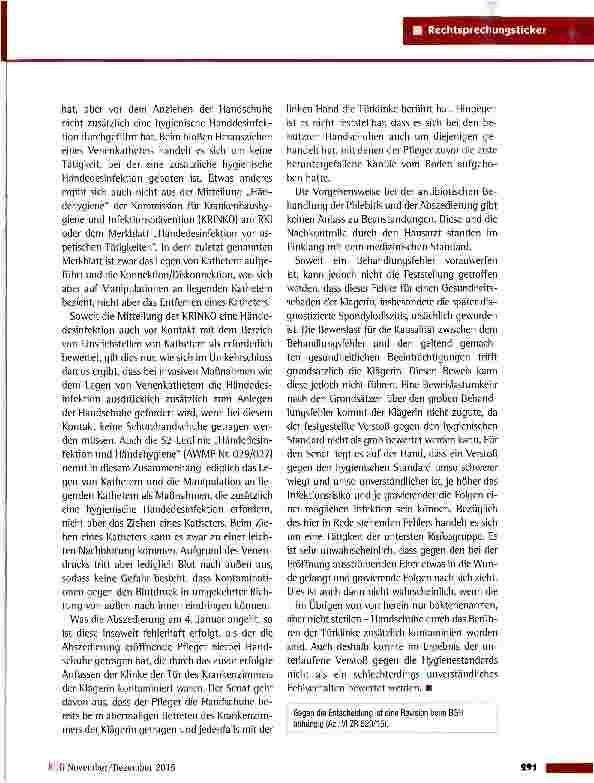 Vorschauseite 3: Hygienemangel durch Verwendung kontaminierter Handschuhe