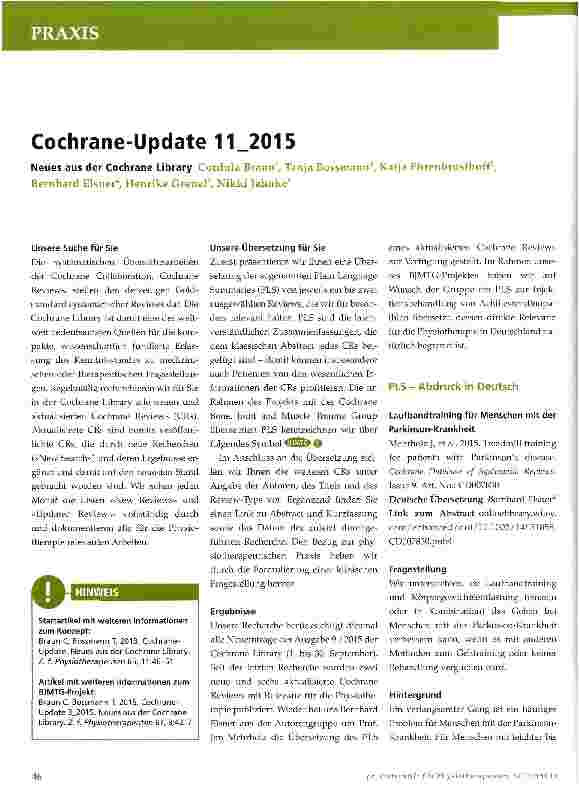 Vorschauseite 1: Cochrane-Update 11_2015