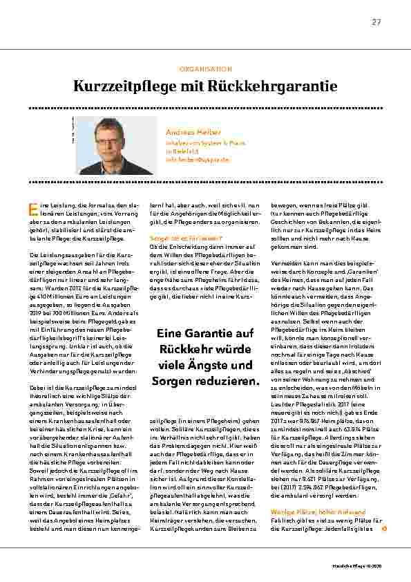 Vorschauseite 1: Kurzzeitpflege mit Rückkehrgarantie