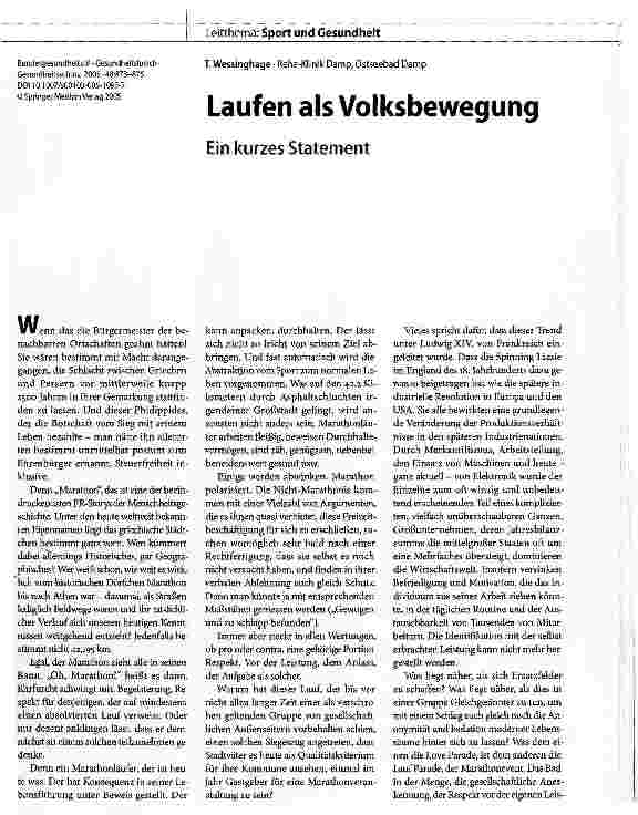 Vorschauseite 1: Laufen als VolksbewegungEin kurzes Statement