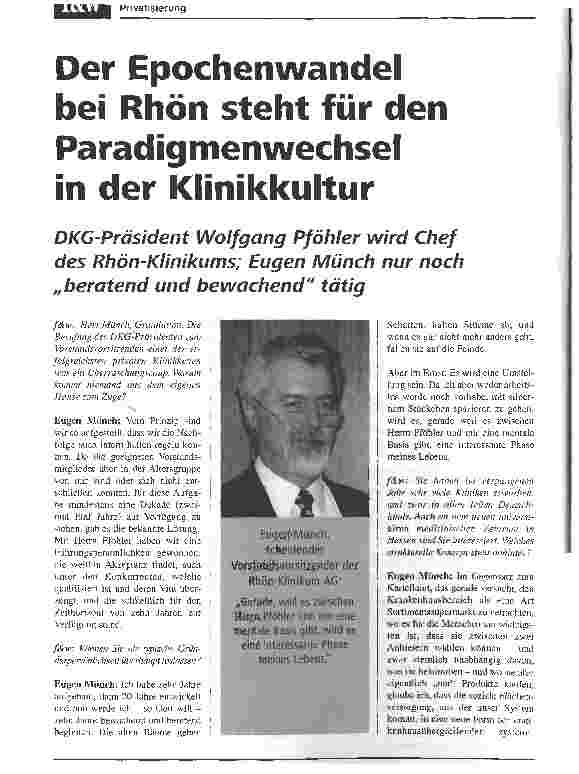 Vorschauseite 1: Der Epochenwandel bei Rhön steht für den Paradigmenwechsel in der Klinikkultur