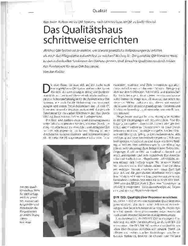 Vorschauseite 1: Das Qualitätshaus schrittweise errichtenWas beim Aufbau eines QM-Systems nach DIN ISO bzw. EFQM zu bedenken ist