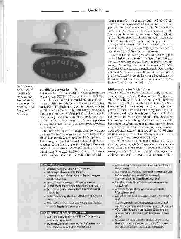 Vorschauseite 3: Das Qualitätshaus schrittweise errichtenWas beim Aufbau eines QM-Systems nach DIN ISO bzw. EFQM zu bedenken ist