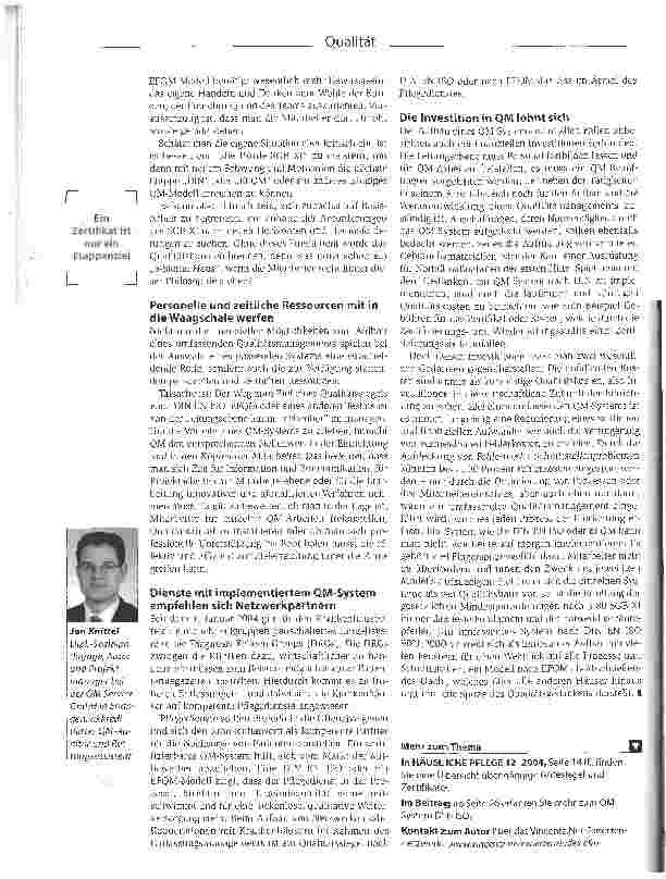 Vorschauseite 5: Das Qualitätshaus schrittweise errichtenWas beim Aufbau eines QM-Systems nach DIN ISO bzw. EFQM zu bedenken ist