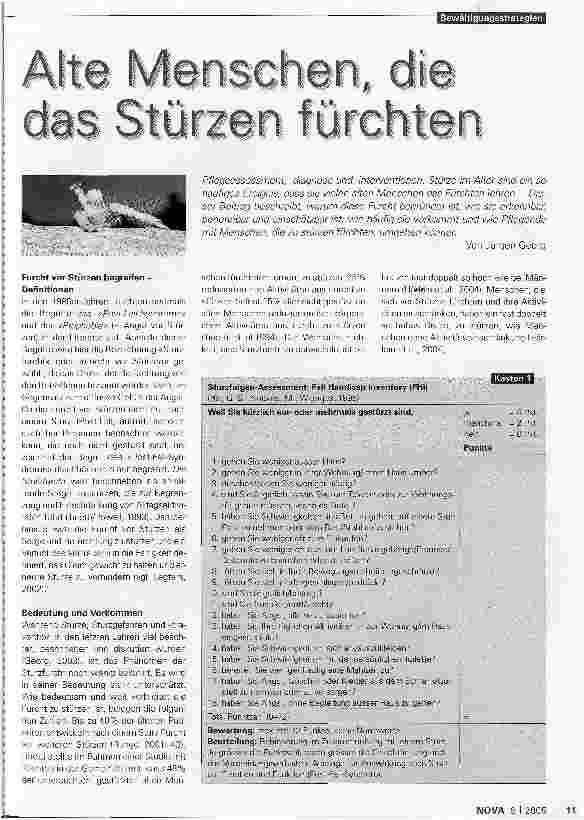 Vorschauseite 1: Alte Menschen, die das Stürzen fürchten