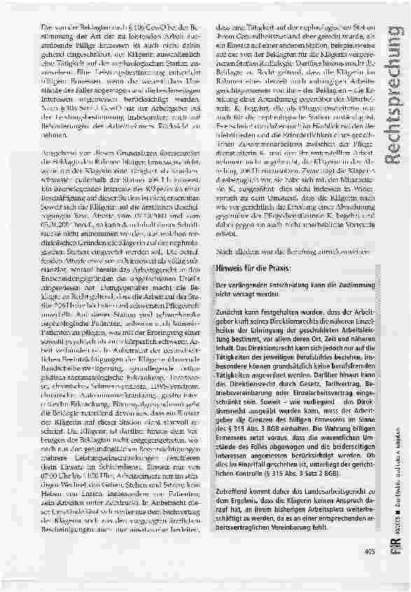 Vorschauseite 3: Zum Direktionsrecht desArbeitgebers