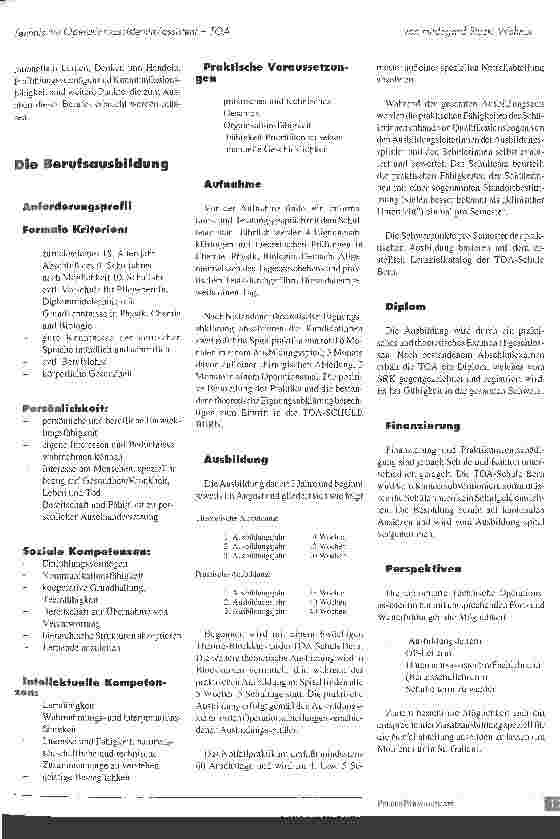 Vorschauseite 2: Technische OperationsassistentIn = TOA