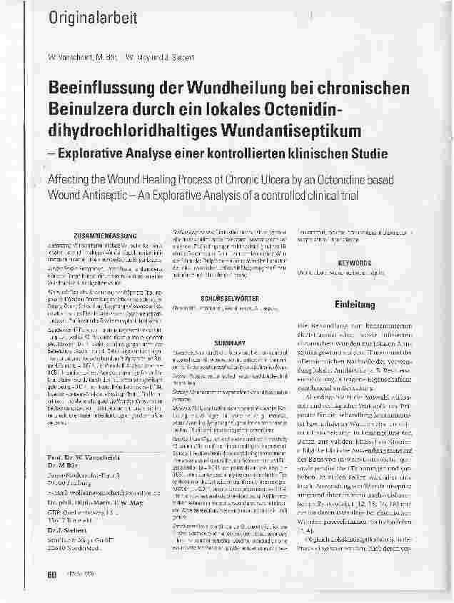 Vorschauseite 1: Beeinflussung der Wundheilung bei chronischen Beinulzera durch ein lokales Octenidindihydrochloridhaltiges Wundantiseptikum