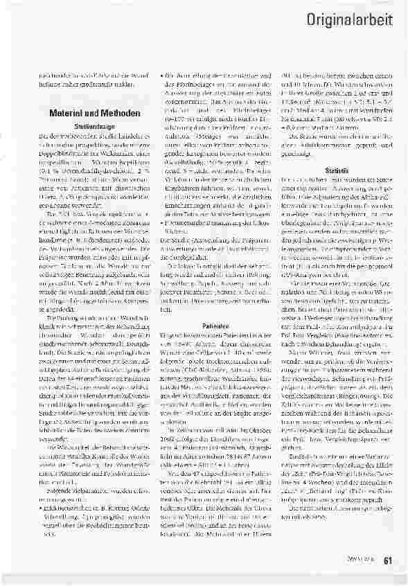 Vorschauseite 2: Beeinflussung der Wundheilung bei chronischen Beinulzera durch ein lokales Octenidindihydrochloridhaltiges Wundantiseptikum