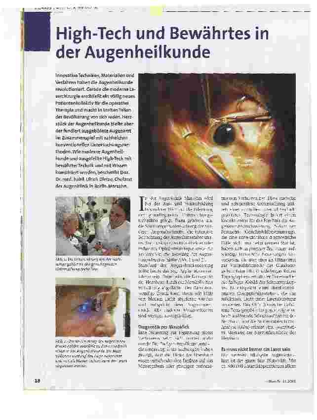Vorschauseite 1: High-Tech und Bewährtes in der Augenheilkunde