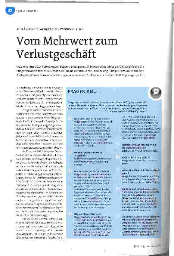 Vorschauseite 1: AUSLÄNDISCHE FACHKRÄFTEGEWINNUNG, TEIL 1 Vom Mehrwert zum Verlustgeschäft
