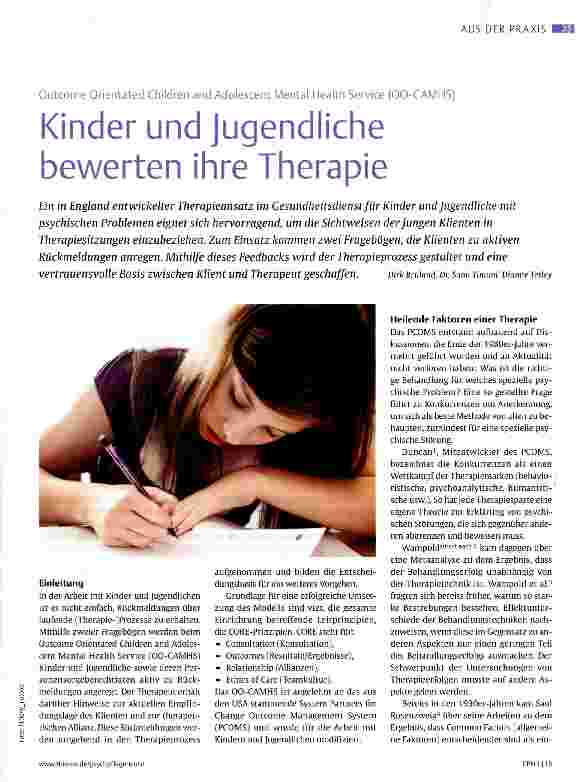 Vorschauseite 1: Kinder und Jugendliche bewerten ihre Therapie