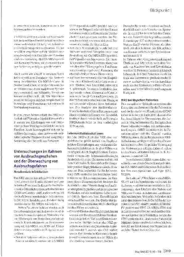 Vorschauseite 4: Eigenschaften, Häufigkeit und Verbreitung von MRSA in Deutschland - Update 2013/2014