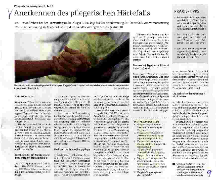 Vorschauseite 1: Pflegestufenmanagement, Teil 6 Anerkennen des pflegerischen Härtefalls