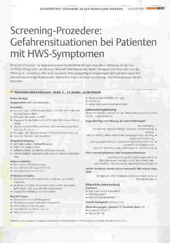 Vorschauseite 1: Screening-Prozedere: Gefahrensituationen bei Patienten mit HWS-Symptomen