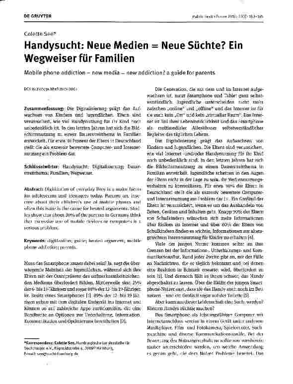 Vorschauseite 1: Handysucht: Neue Medien = Neue Süchte? Ein Wegweiser für Familien