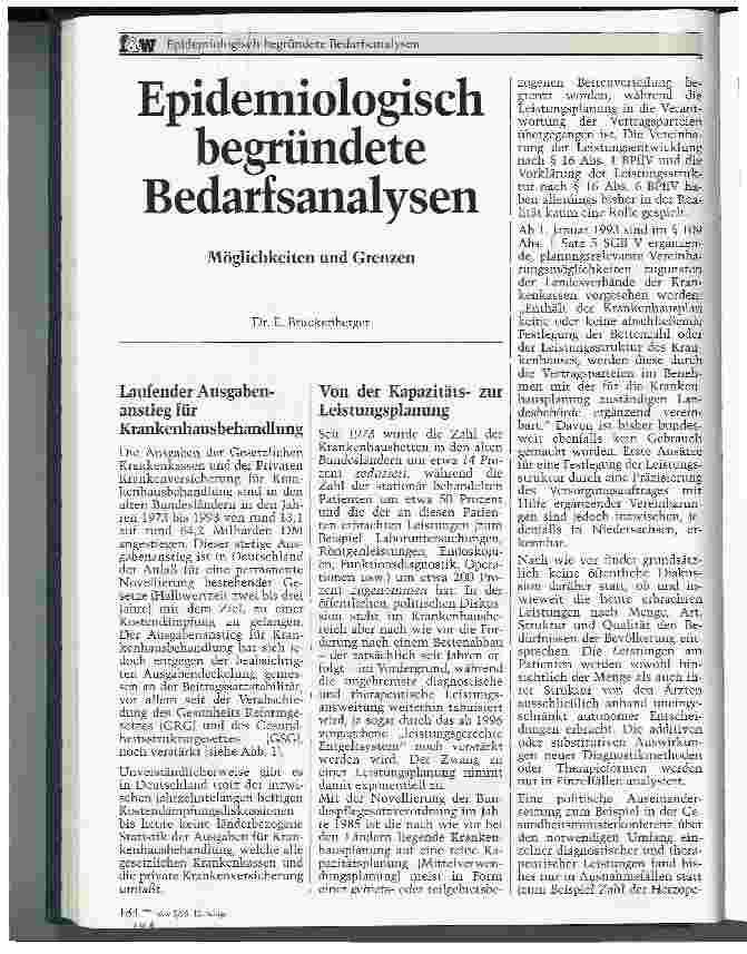 Vorschauseite 1: Epidemiologische begründete Bedarfsanalysen Möglichkeiten und Grenzen