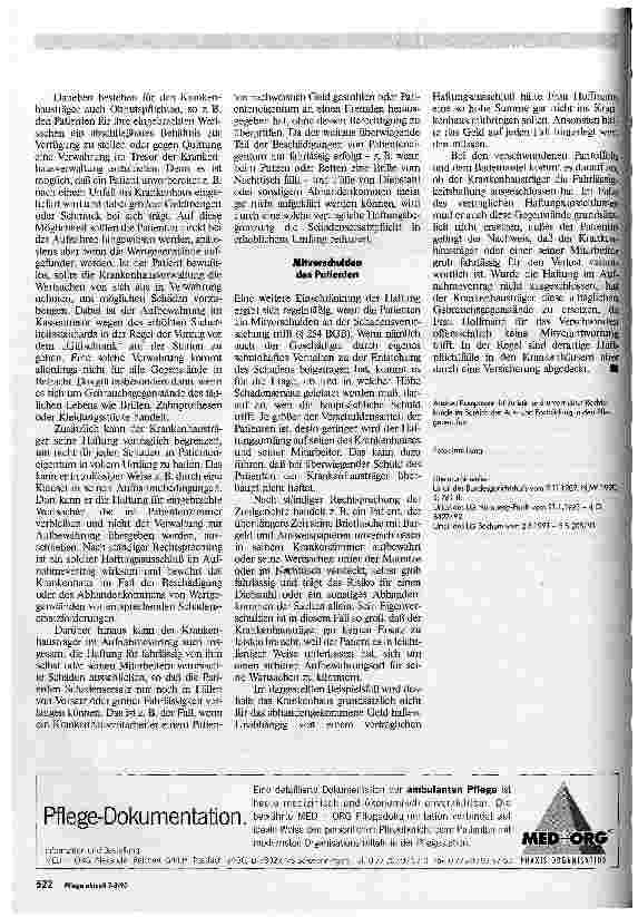Vorschauseite 2: Geld, Pantoffeln, Bademantel - alles weg! Wer haftet für verschwundenes Patienteneigentum?
