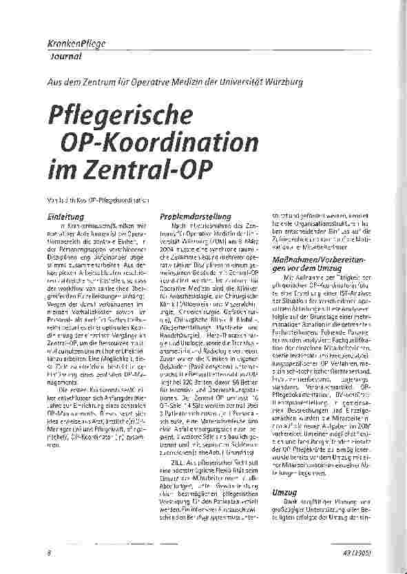 Vorschauseite 1: Pflegerische OP-Koordination im Zentral-OP