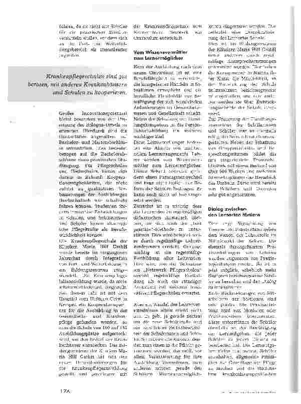 Vorschauseite 3: Von der Krankenpflegeschule zur Bildungs-GmbHPflegeausbildung im Wandel