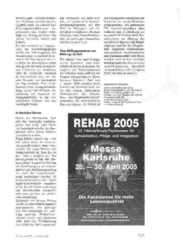 Vorschauseite 4: Von der Krankenpflegeschule zur Bildungs-GmbHPflegeausbildung im Wandel