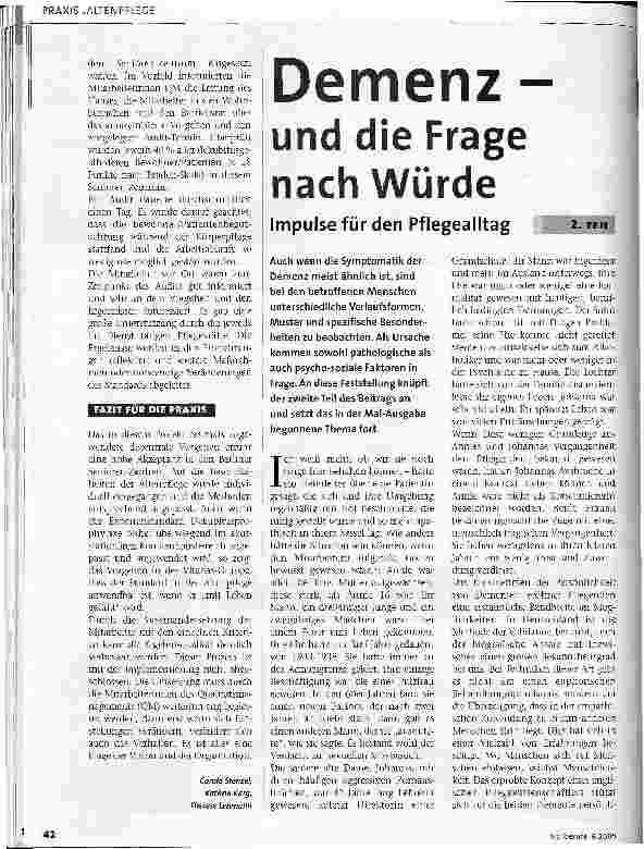 Vorschauseite 1: Demenzund die Frage nach Würde