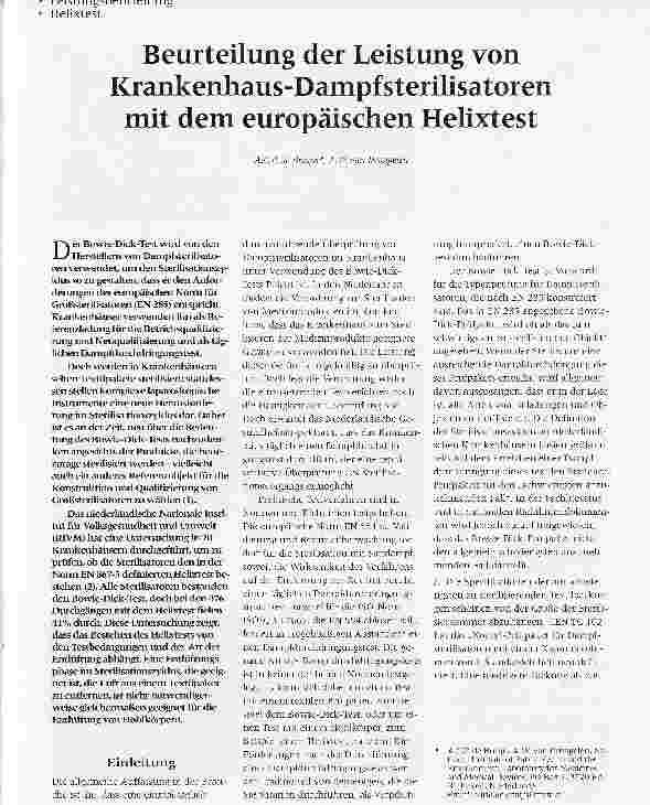 Vorschauseite 1: Beurteilung der Leistung von Krankenhaus-Dampfsterilisatorenmit dem europäischen Helixtest