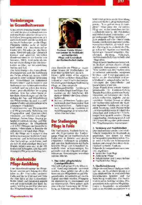 Vorschauseite 2: Der Bedarf an akademisch ausgebildeten Pflegenden nimmt zu Akademisierung der Pflege